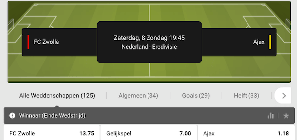 Zwolle Ajax gokken
