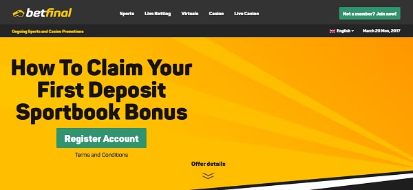 Betfinal welcome bonus