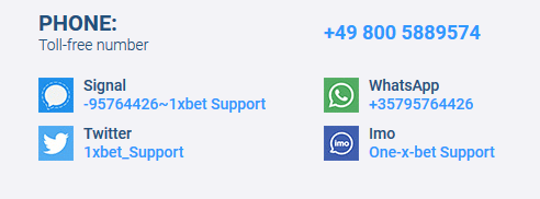 Ook via telefoon is het mogelijk om de 1xBet klantenservice te contacteren