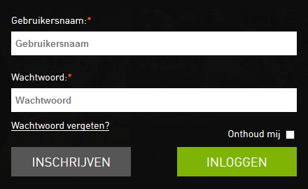 Hier log je in op je account voordat een uitbetaling mogelijk is