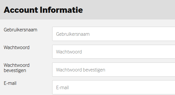 Hier begin je met het registreren bij bookmaker Betway