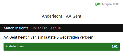Anderlecht tegen Gent in de Jupiler Pro League Play-Offs bij Unibet