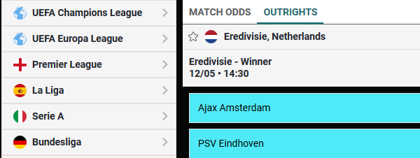 Naast de grote voetbalcompetities is er ook de Eredivisie bij b-Bets