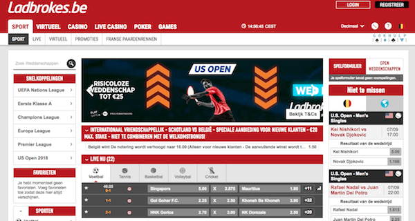 Ladbrokes bookmaker homepage