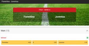 fiorentina Juventus odds wedden