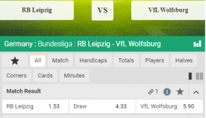 de odds voor Leipzig Wolfsburg