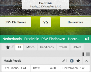 odds psv heerenveen