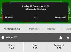 wedden FC Utrecht Feyenoord