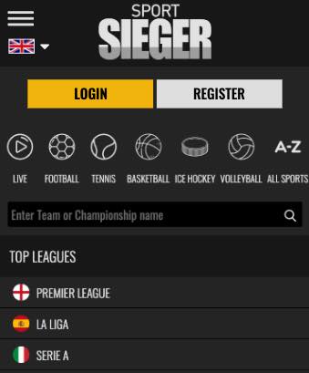 Bekijk de mobiele site van Casino Sieger