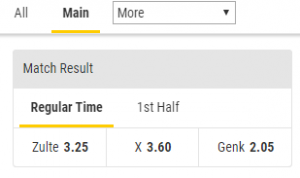 Zulte tegen Genk odds bwin