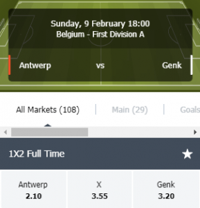 Antwerpen thuis tegen Genk Pro League 
