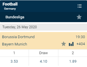 De odds bij Dortmund tegen Bayern