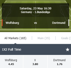 Odds Wolfsburg tegen Dortmund