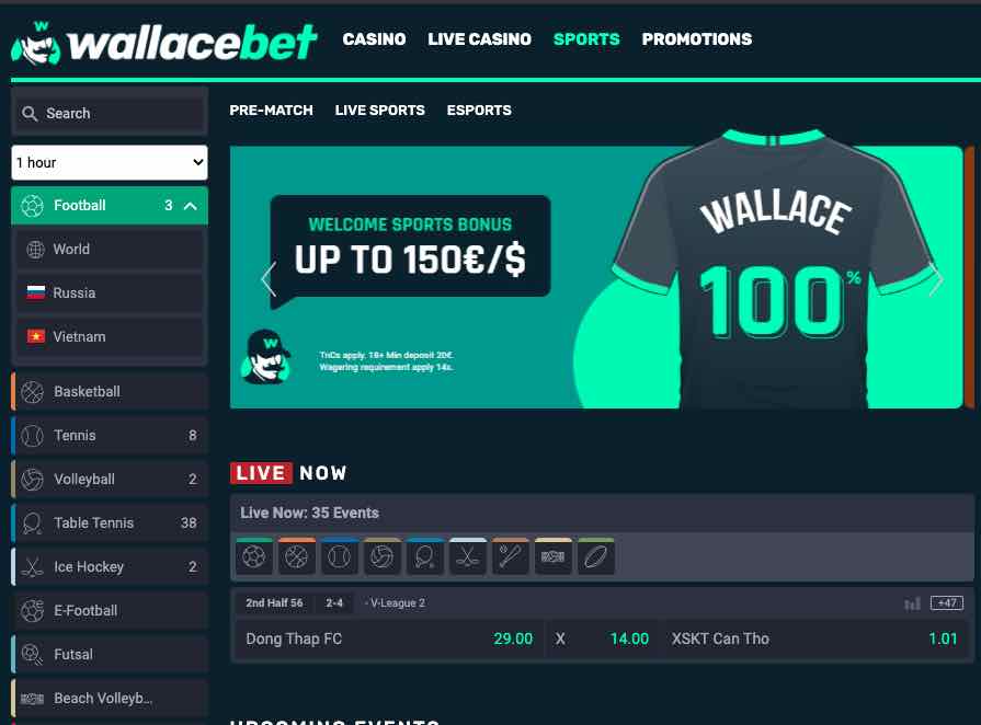 Wallacebet sport home page
