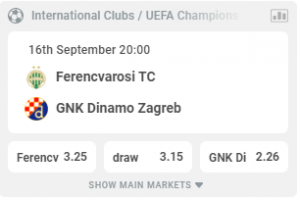 kwalificatie Champions League Ferencvaros Zagreb