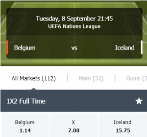 odds Belgie IJsland van Simple Casino