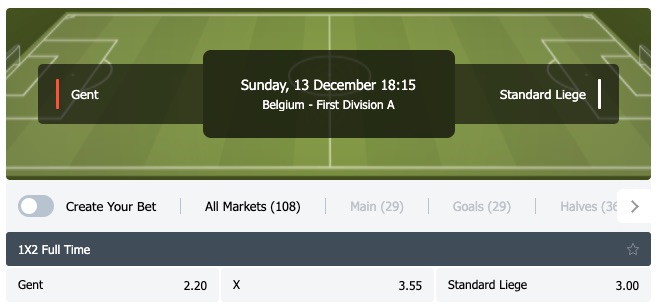 Gent - Standard Liege wedden