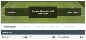 feyenoord dinamo zagreb wedden
