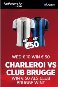 Bet10get50 Charleroi Club Brugge
