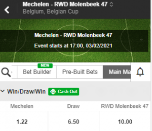 betay odds bij Mechelen RWDM