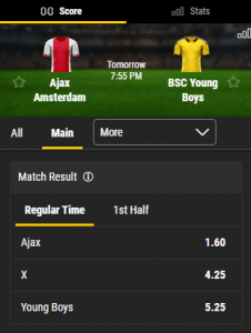 wedden op ajax young boys odds 11-03-2021