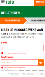 toto aanmelden stap 1
