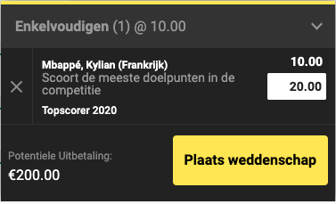 kylian mbappe topschutter unibet 2020