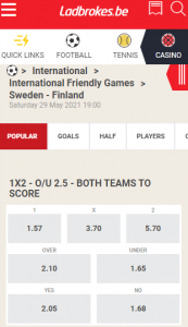 zweden finland odds 29-05-2021 wedden