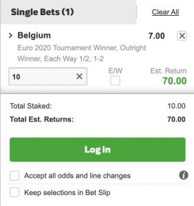 belgie winnaar EK odds betway