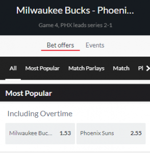 Wedden op de Milwaukee Bucks tegen de Phoenix Suns NBA Finals Game 4