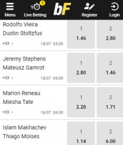 Wedden op UFC Fightnight 18-07-2021