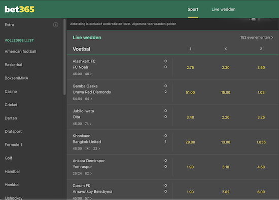 live wedden bet365