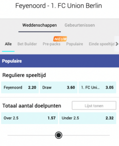 Feyenoord Union Berlin odds 21-10-2021