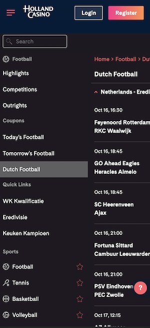 Holland casino bookmaker nederland