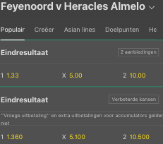 Wedden op Feyenoord - Heracles 01-12-2021