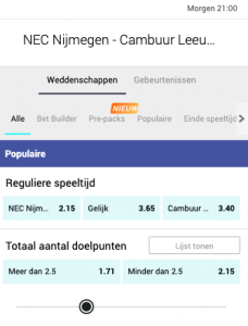 NEC Nijmegen - Cambuur odds 25-11-2021