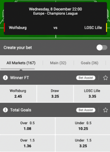 Wolfsburg favoriet tegen Lille vanavond