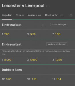 Liverpool favoriet tegen Leicester 