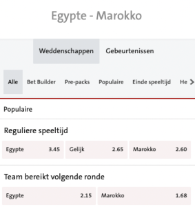 Egypte-marokko wedden in de africa cup