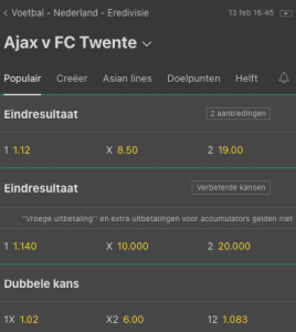 Ajax favoriet tegen FC Twente op zondag
