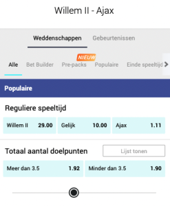 willem II - Ajax odds Betcity