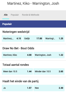 De beste odds bij Martinez-Warrington