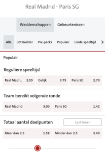 Verhoogde odds bij Real - PSG