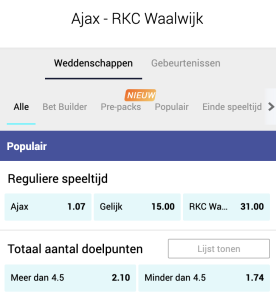 ajax rkc odds 06-03-2021
