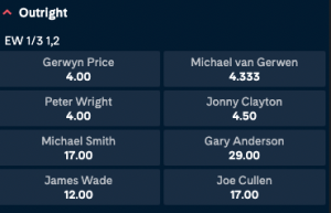 Favorieten bij de Premier League of Darts