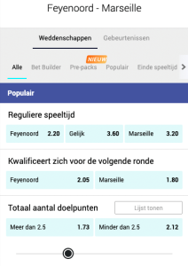 De beste odds bij wedden op Feyenoord- Olympique Marseille