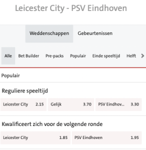 Leicester City favoriet tegen PSV in de Conference League