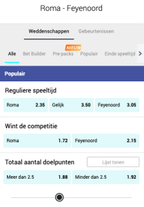 Wedden op Roma - Feyenoord odds 25-05-2022