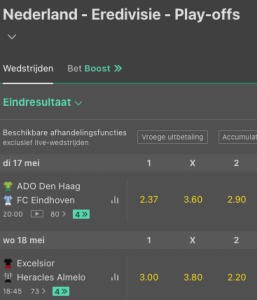 beste odds bij ado-fc eindhoven en excelsior-heracles almelo