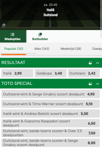 De beste odds bij italie -duitsland